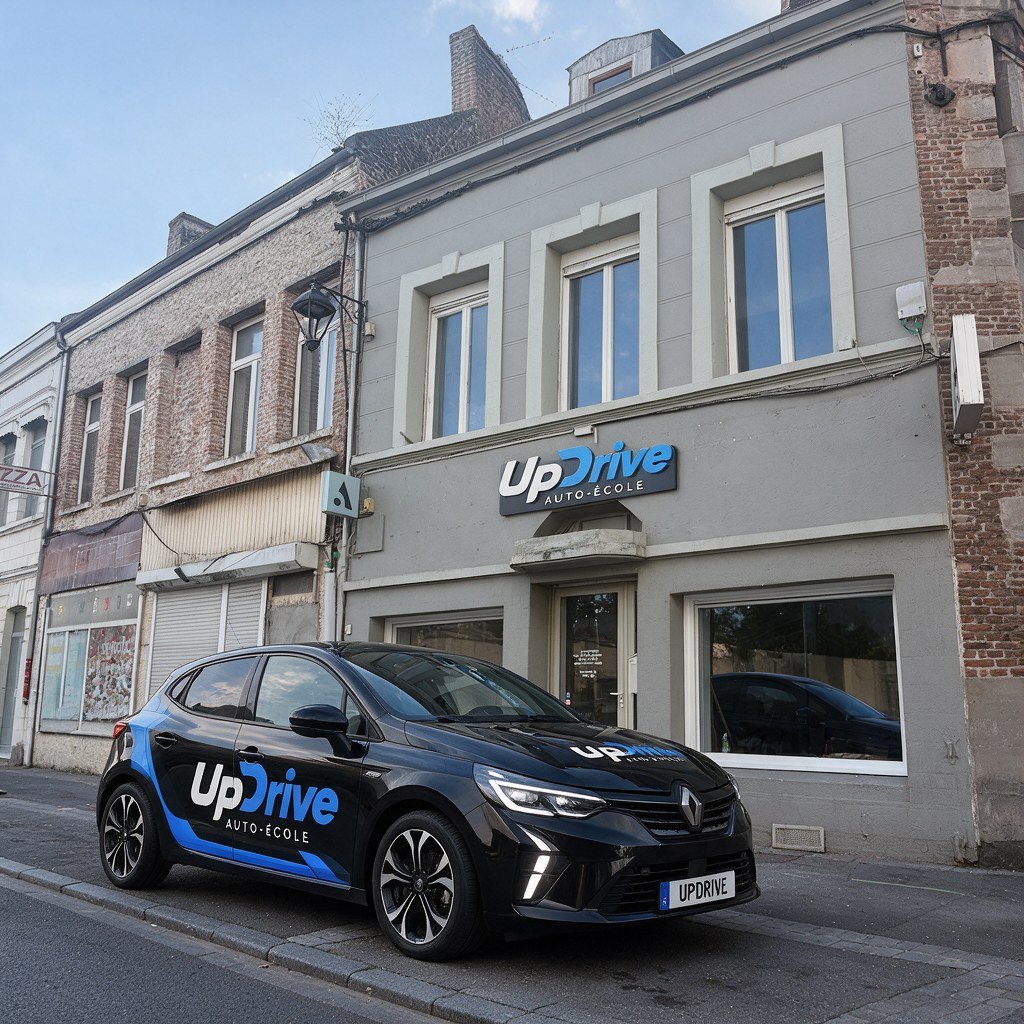 Devanture de l'auto-école UpDrive, 99 rue Gambetta à Condé-sur-l'Escaut